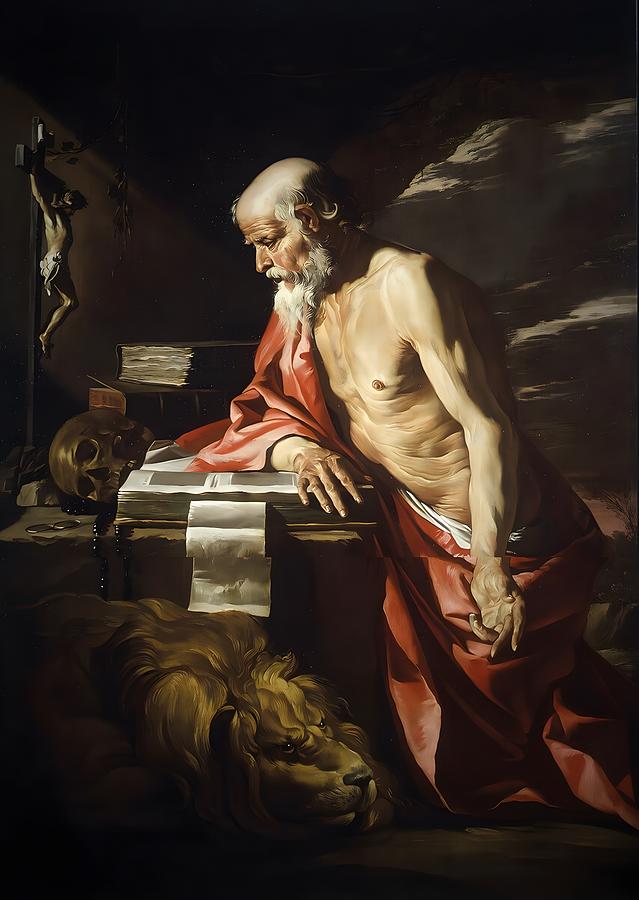 Saint Jerome. Heiliger Hieronymus Painting by Matthias Stom - Pixels