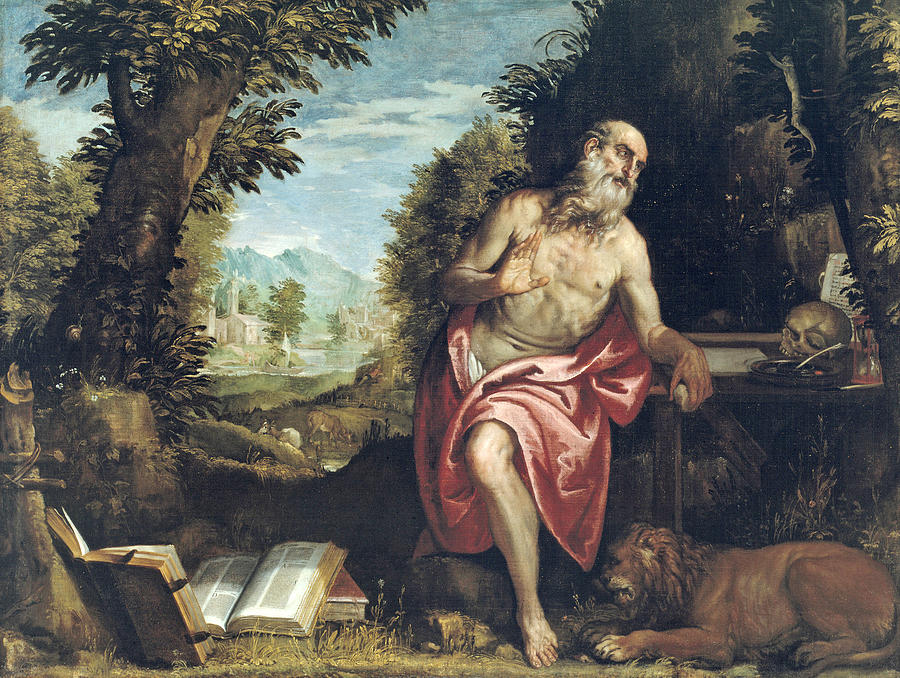 Saint Jerome in the Wilderness Painting by Workshop of Paolo Veronese