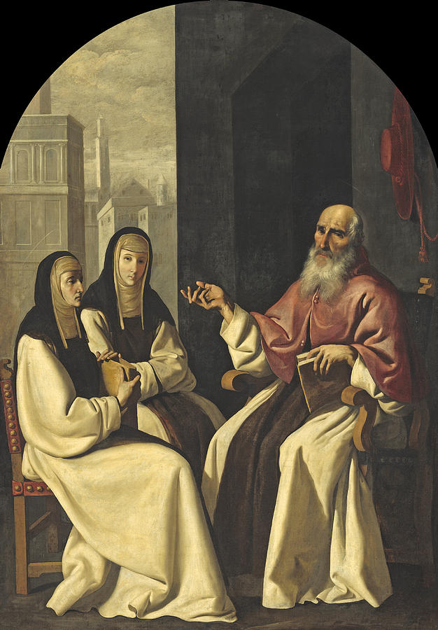 Saint Jerome with Saint Paula and Saint Eustochium Painting by Francisco de Zurbaran and Workshop