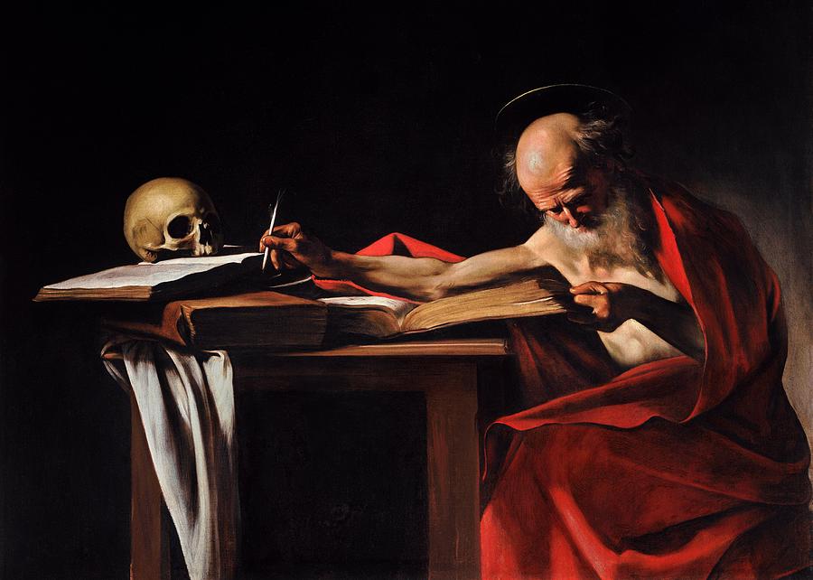 Caravaggio Painting - Saint Jerome Writing  #4 by Caravaggio