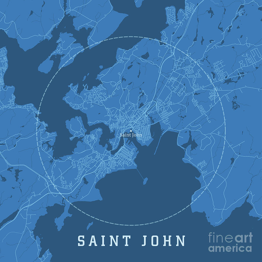 Saint John NB City Vector Road Map Blue Text Digital Art By Frank Ramspott   Saint John Nb City Vector Road Map Blue Text Frank Ramspott 