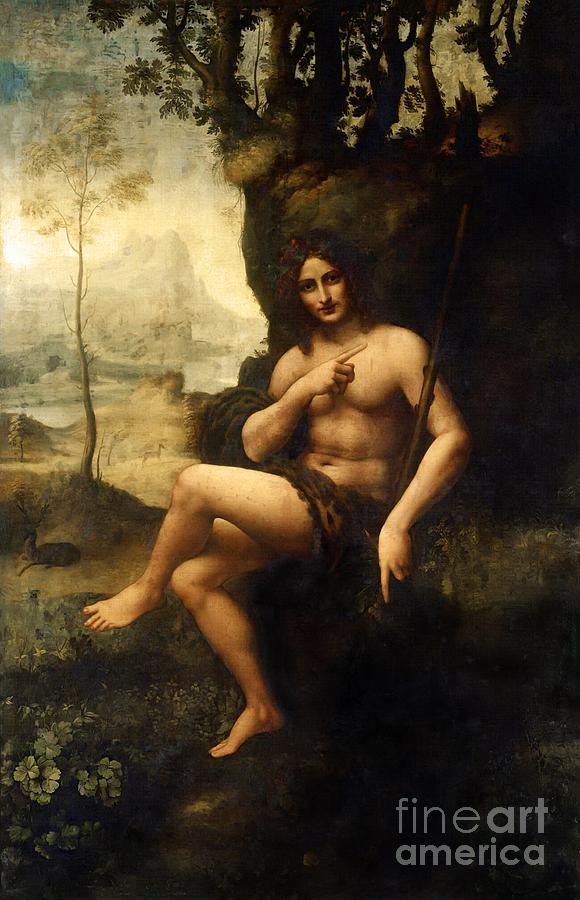 Saint John or Bacchus Painting by Leonardo da Vinci