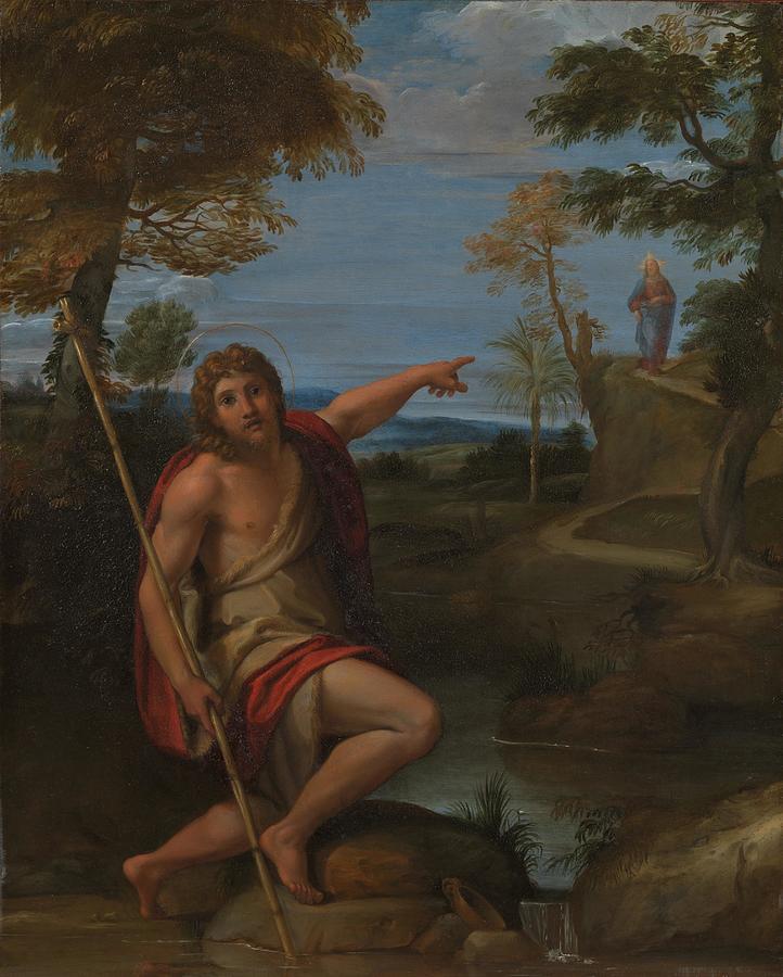 Saint John the Baptist Bearing Witness  #2 Painting by Annibale Carracci