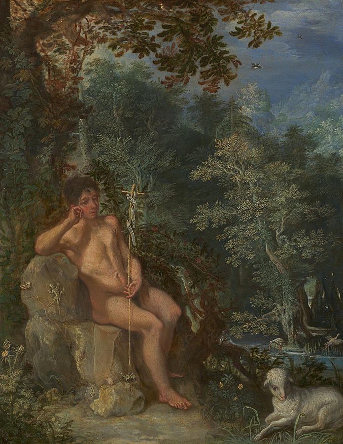 Saint John the Baptist in the Wilderness Painting by Adam Elsheimer