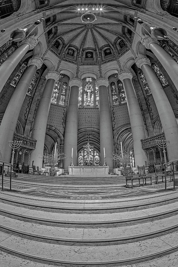 Saint John the Divine Cathedral Altar BW Photograph by Susan Candelario