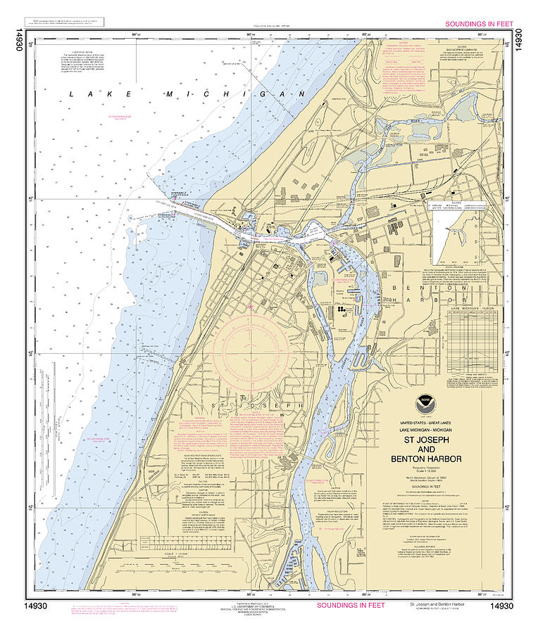 Saint Joseph And Benton Harbor Michigan, Noaa Chart 14930 Digital Art by Nautical Chartworks