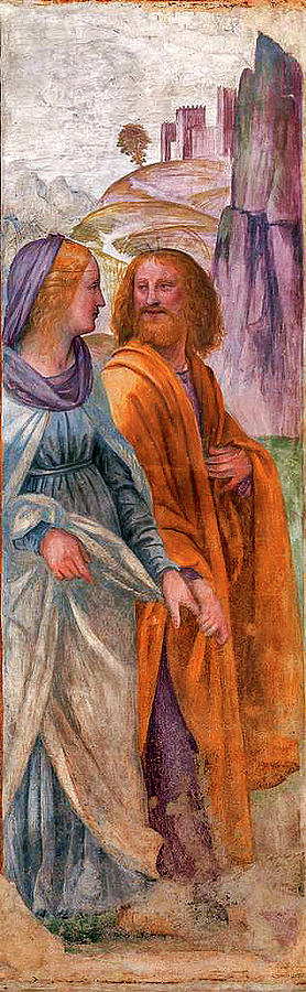 Saint Joseph and the Virgin Mary after the Wedding  Bernardino Luini Painting by Artistic Rifki