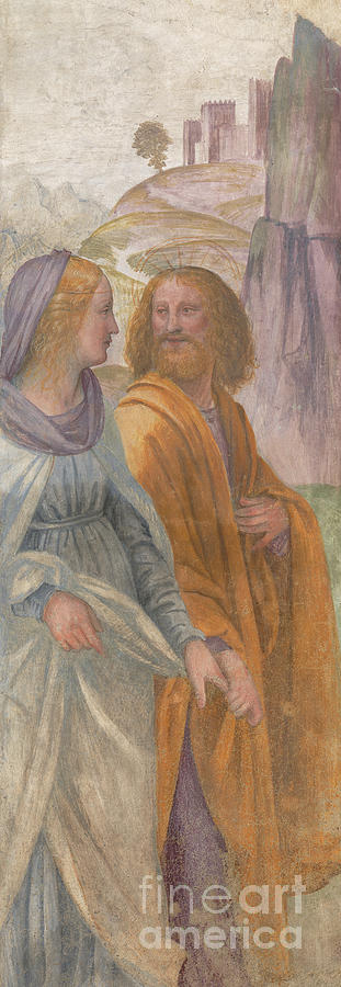 Saint Joseph and the Virgin Mary after the wedding Painting by Bernardino Luini