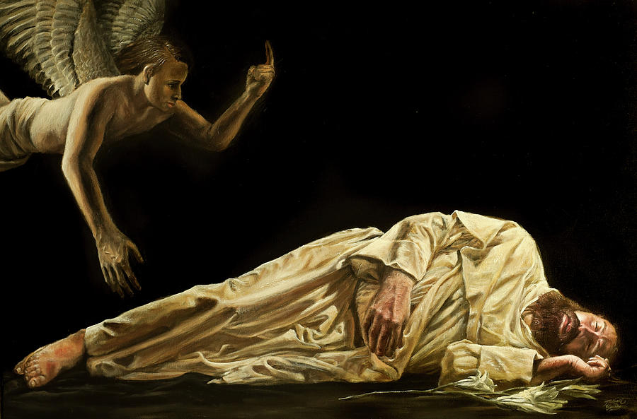 Saint Josephs First Dream Painting by Michael Ornido