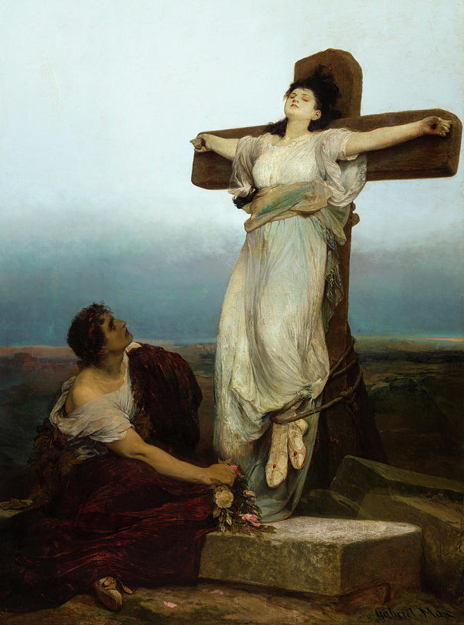 Saint Julia, Martyr on the Cross, date 1865 Painting by Gabriel von Max ...