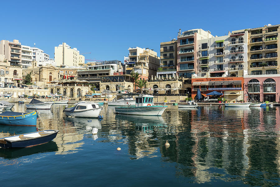 Saint Julians Paceville Sleek Waterfront - Mediterranean Colors in Malta Photograph by Georgia Mizuleva