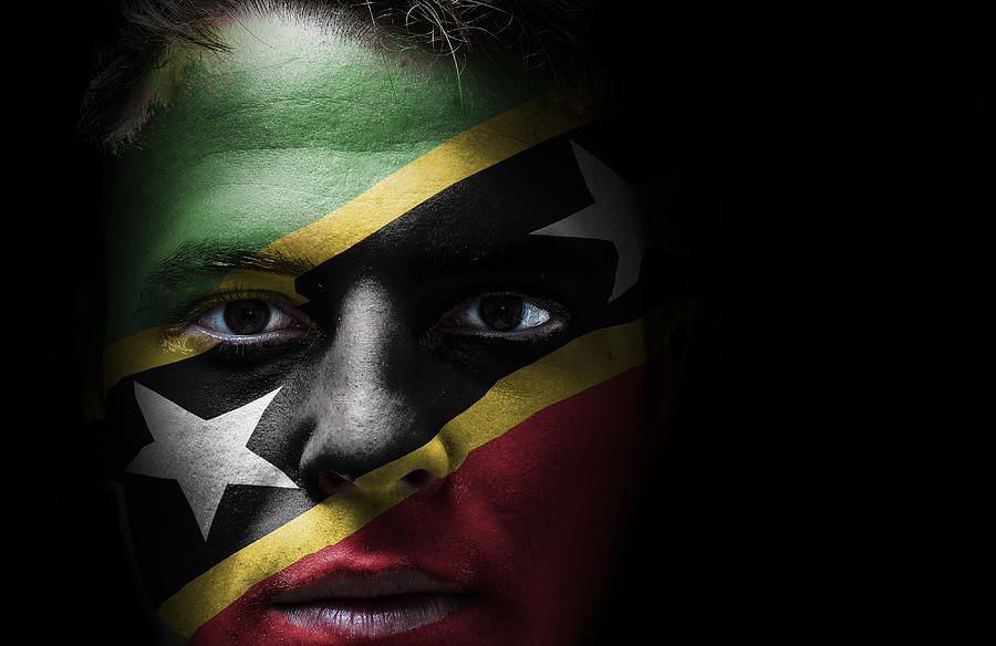 Saint Kitts and Nevis flag on face Photograph by Filograph
