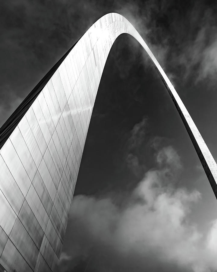 Saint Louis Gateway Arch In The Clouds - Black and White Photograph by ...