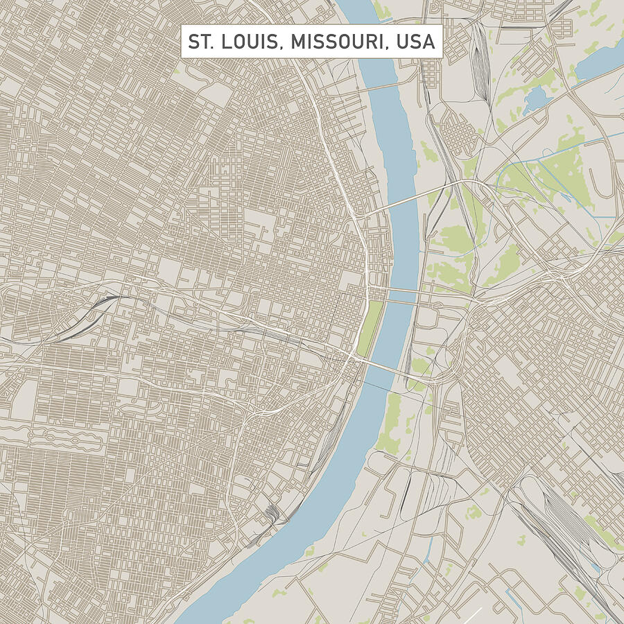 Saint Louis Missouri US City Street Map Drawing by FrankRamspott