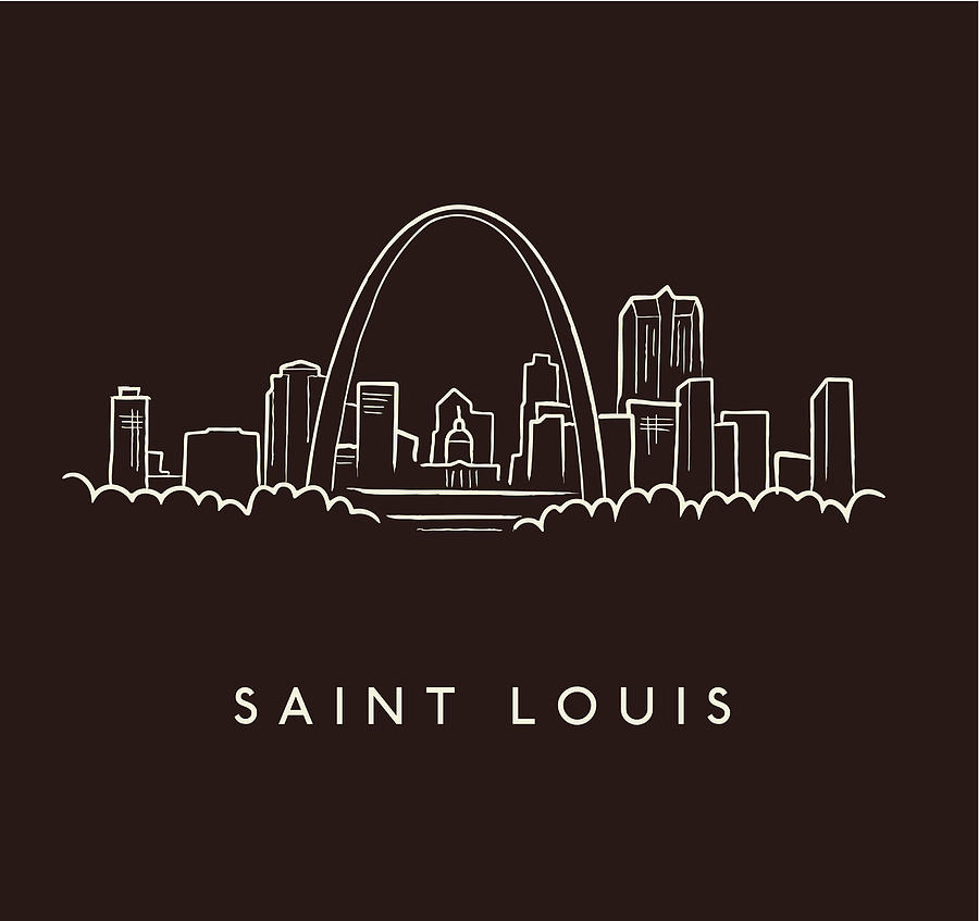 Saint Louis Skyline Sketch Drawing by Chimpyk