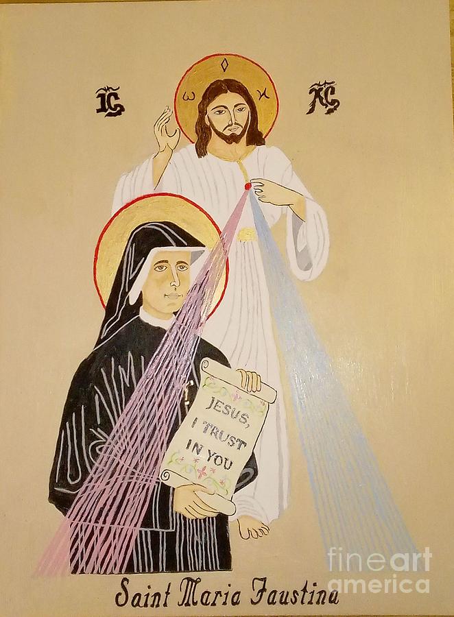 Saint Maria Faustina and Jesus Painting by Sherrie Winstead
