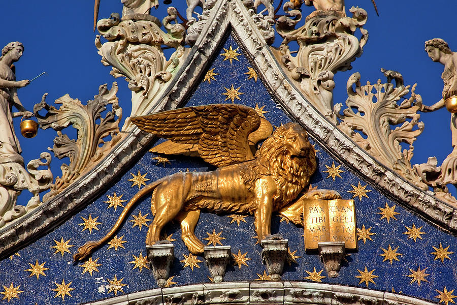 Saint Marks Basilica Winged Golden Lion Venice Italy Photograph by