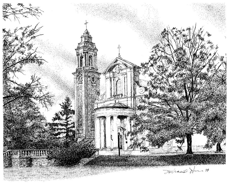 Saint Martins Chapel, Saint Charles Borromeo Seminary Drawing by Stephanie Huber