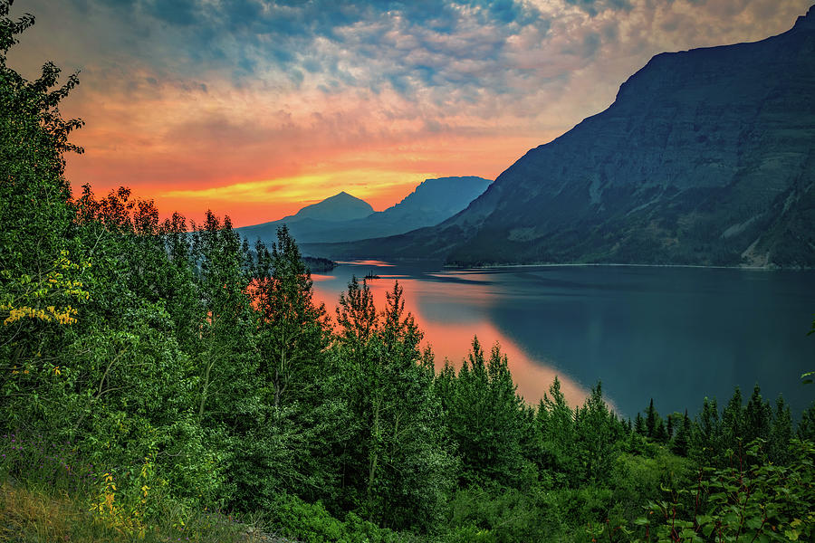 Saint Mary Lake Sunrise - Glacier Park Montana Photograph by Gregory Ballos