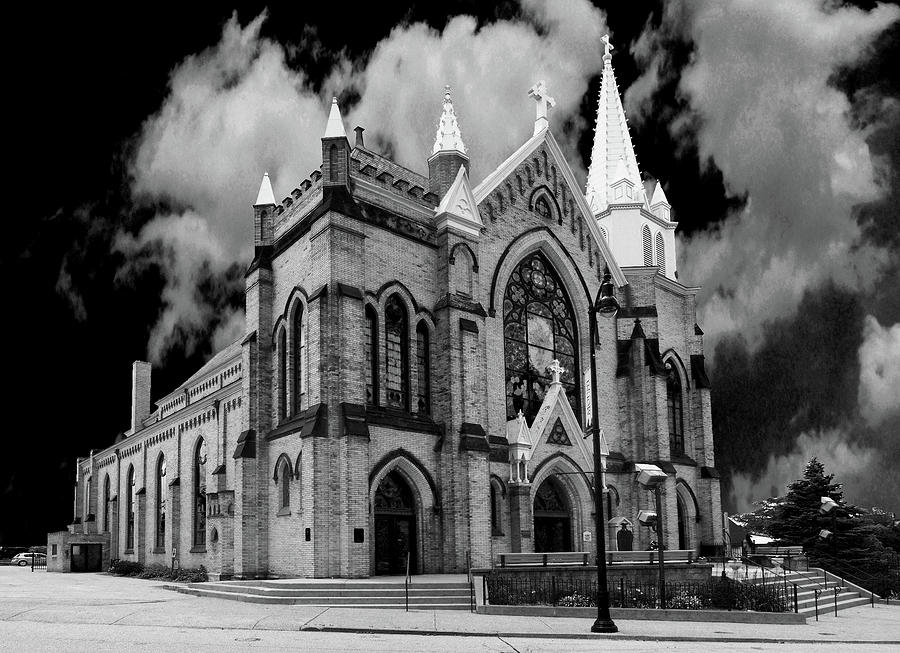 Saint Mary Of The Mount Church BW Photograph by C H Apperson
