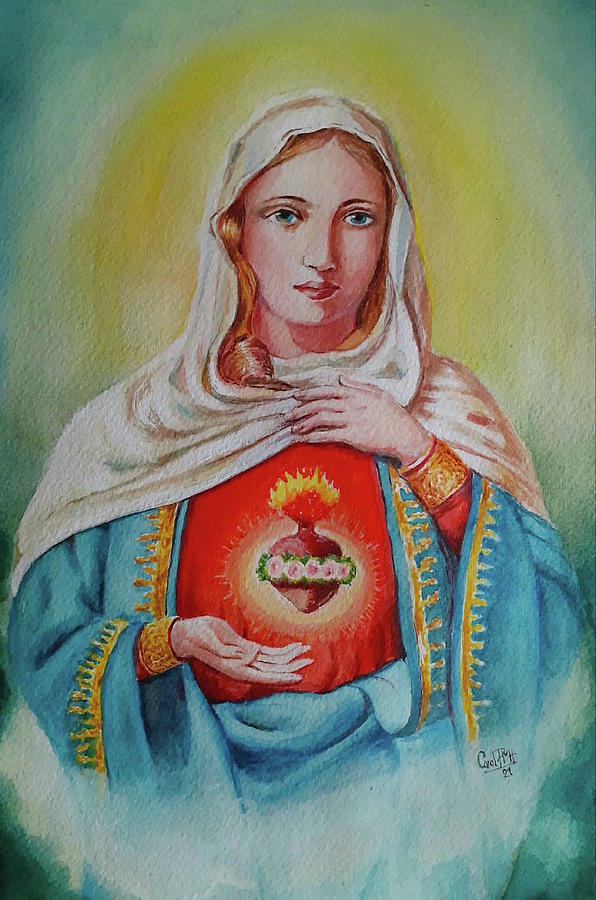 Saint Mary s sacred heart Painting by Carolina Prieto Moreno
