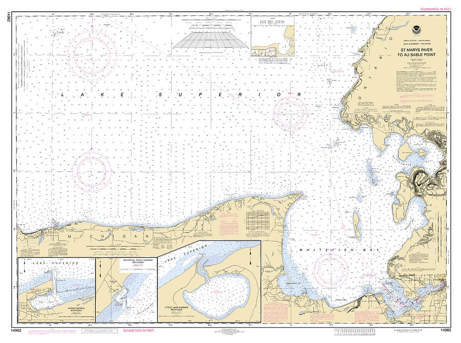 Saint Marys River To Au Sable Point Michigan Noaa Chart Digital Art By Nautical