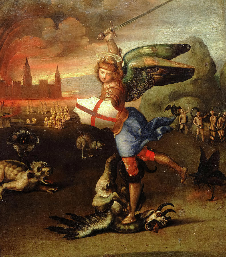 Saint Michael the Archangel Painting by Raphael - Free Image Generator