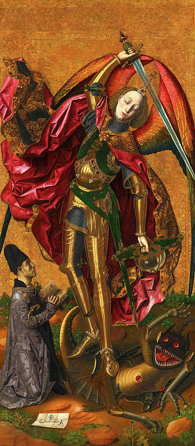 Dragon Painting - Saint Michael triumphs over the Devil by Bartolome Bermejo