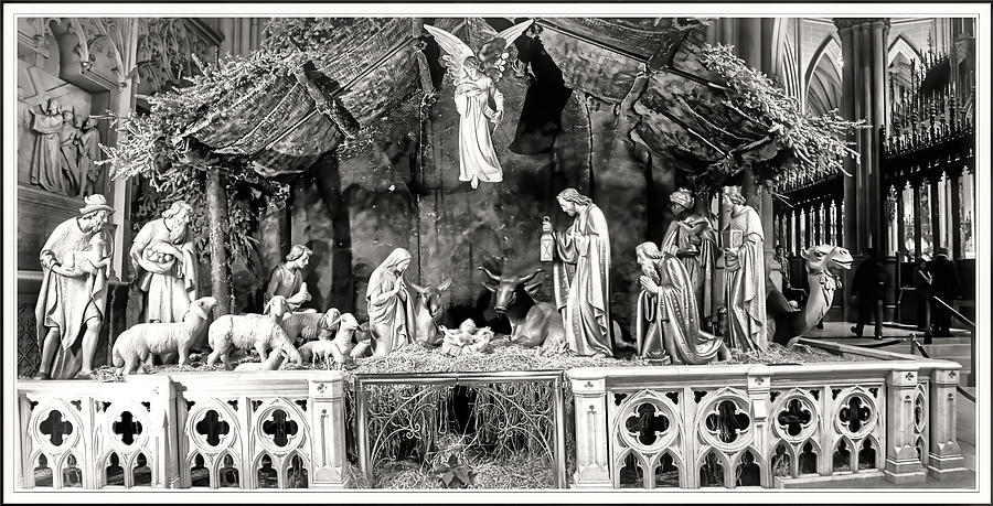 Black And White Photograph - Saint Patricks Cathedral manger scene in NYC by Geraldine Scull