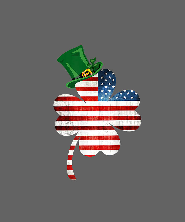 Saint Patricks Day American Flag Irish Shamrock Pride T T Shirt Digital Art By Julie Hurst 1671