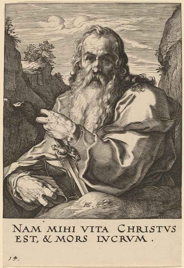 Saint Paul Drawing by Hendrik Goltzius