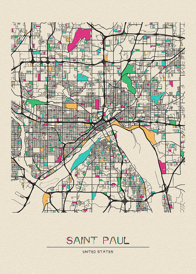 Saint paul minnesota map with neighborhoods Vector Image