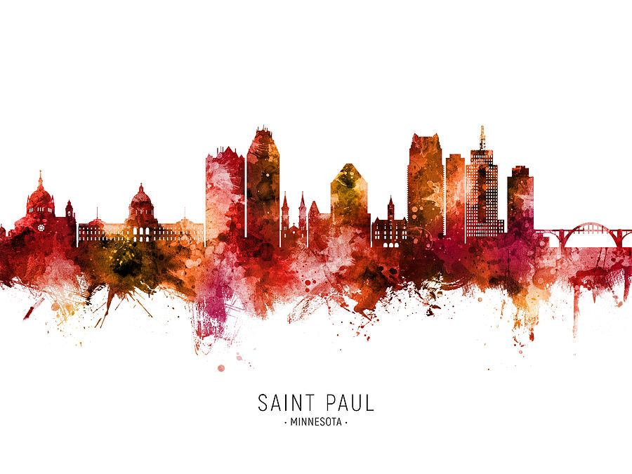 Saint Paul Minnesota Skyline #67 Digital Art by Michael Tompsett