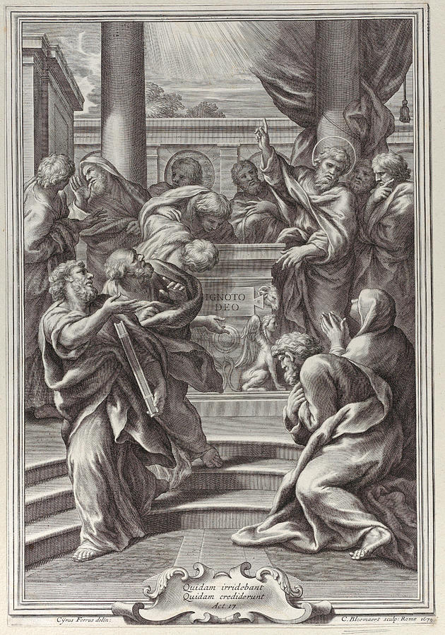 Saint Paul preaching in Athens Drawing by Cornelis Bloemaert