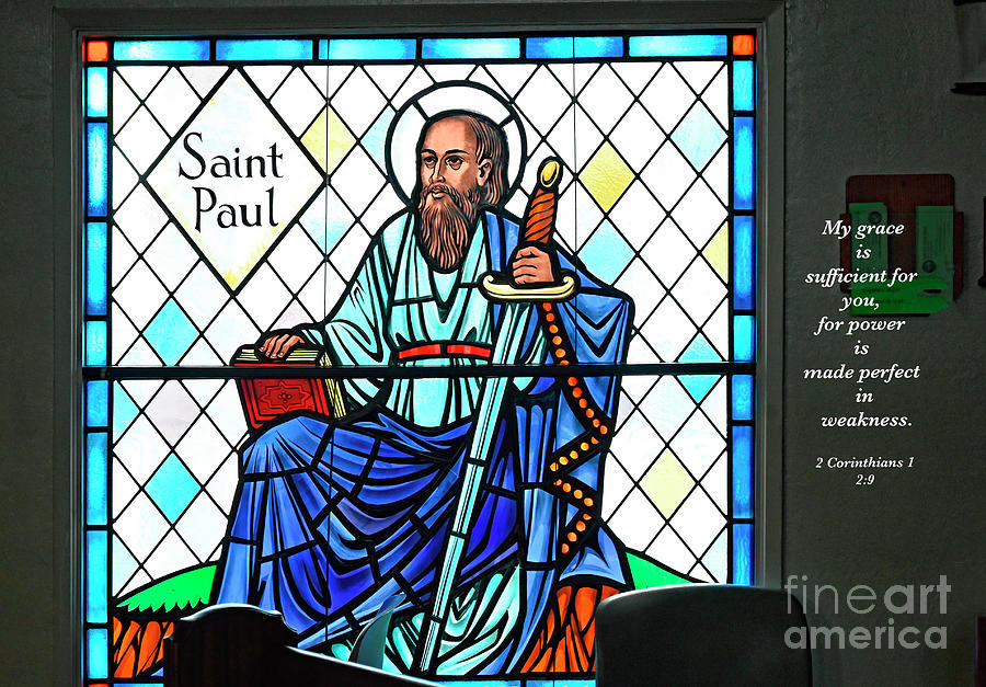 Stained Glass Window Photograph - Saint Paul Stained Glass Window by Debby Pueschel