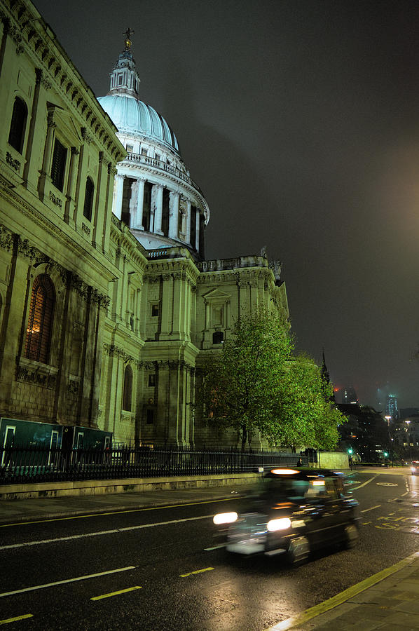 Saint Pauls Cathedral and black Cab in London Photograph by Angelo DeVal