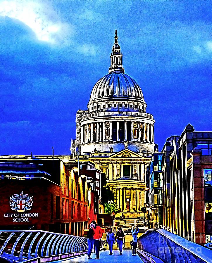 Saint Pauls Cathedral and London City School at Night Photograph by Sea Change Vibes