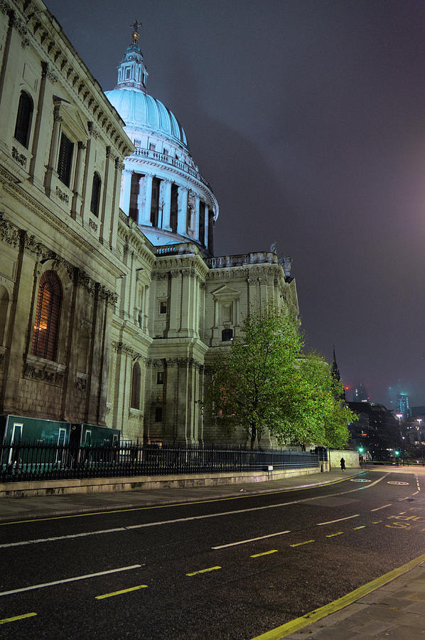 Saint Pauls Cathedral street at night. London Photograph by Angelo DeVal