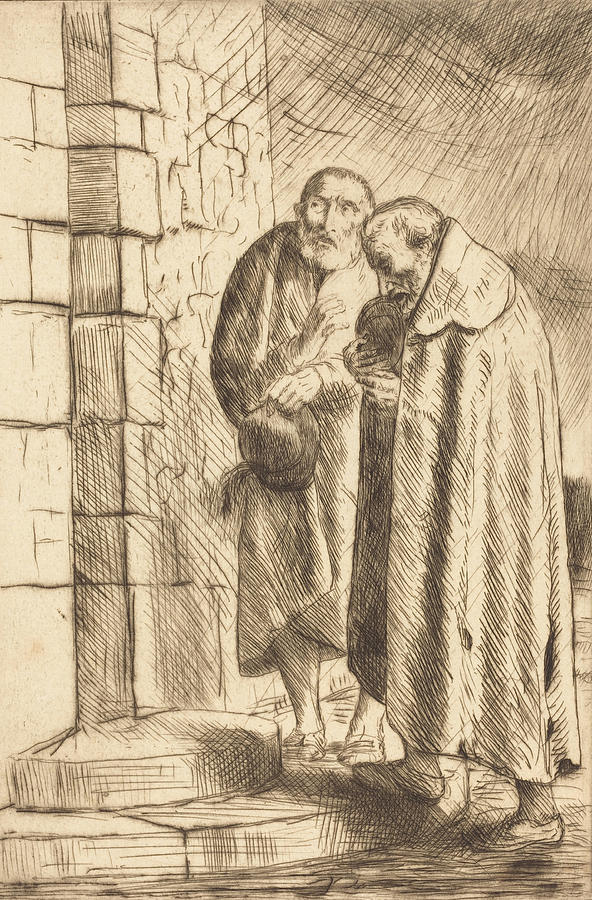 Saint Peter and Saint Paul in the Door of M  Richard Drawing by Alphonse Legros