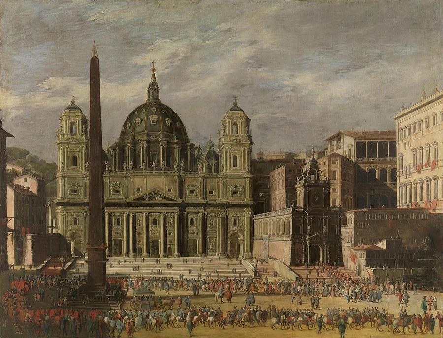 Saint Peters Basilica, Rome, ca. 1630, Italian School, Canvas. Painting by Viviano Codazzi -c 1604-1670-