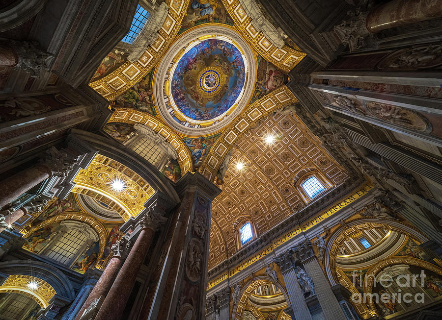 Architecture Photograph - Saint Peters Basilica Vatican Domed Ceilings by Mike Reid