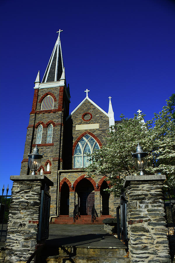 Saint Peters Church in Harpers Ferry and Dogwood Tree Photograph by Raymond Salani III