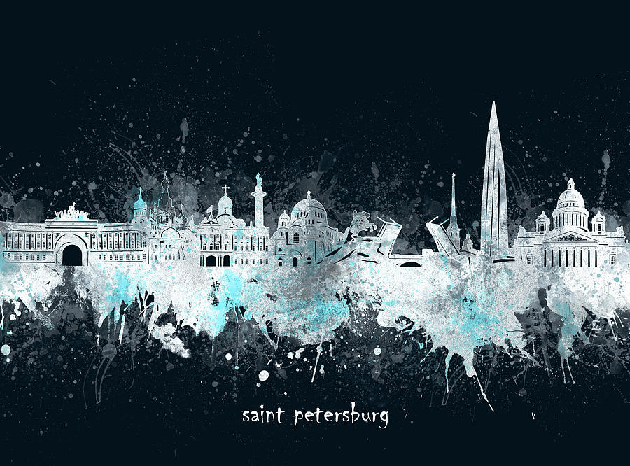 Saint Petersburg Skyline Artistic V4 Digital Art by Bekim M