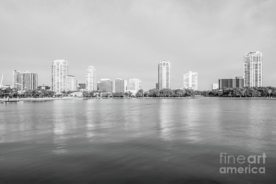 Saint Petersburg Skyline Florida Black and White Photo Photograph by ...