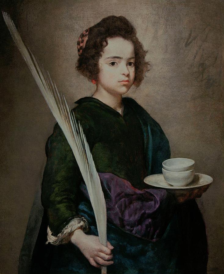 Saint Rufina, 1632-1634, Oil on canvas, Spanish Baroque. DIEGO VELAZQUEZ -1599-1660-. Painting by Diego Velazquez -1599-1660- Saint Rufina, 1632-1634, Oil on canvas, Spanish Baroque. DIEGO VELAZQUEZ -1599-1660-. Painting by Diego Velazquez -1599-1660-