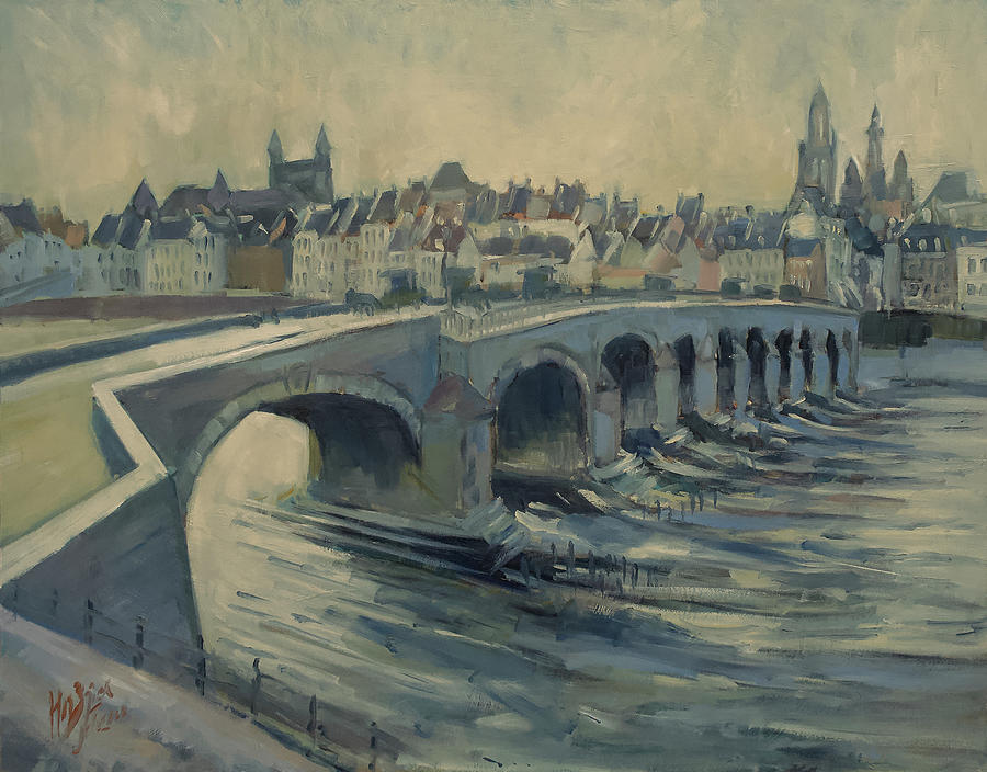 Saint Servaas Bridge Maastricht Painting by Nop Briex