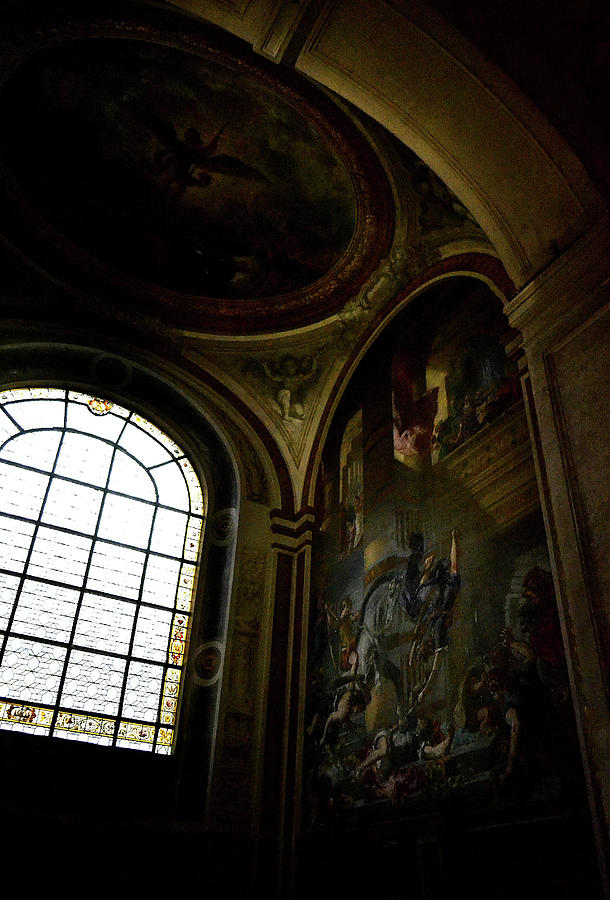 Saint Sulpice Light and Mural Photograph by Nadalyn Larsen