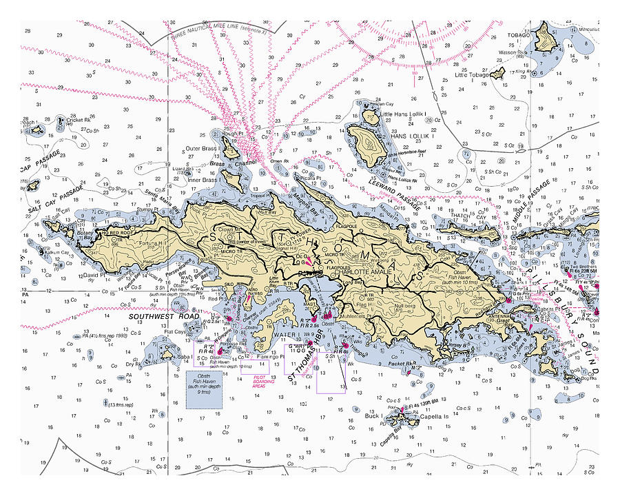 Saint Thomas From Noaa Chart 25641 Digital Art by Nautical Chartworks