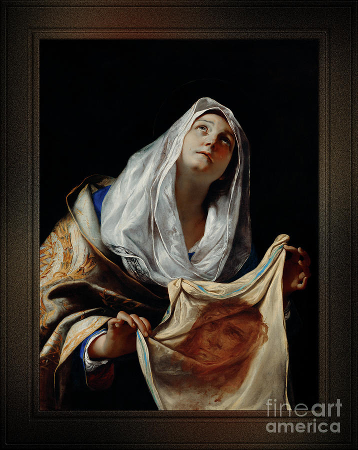 Saint Veronica With The Veil by Mattia Preti Remastered Xzendor7 Fine Art Classical Reproductions Painting by Rolando Burbon