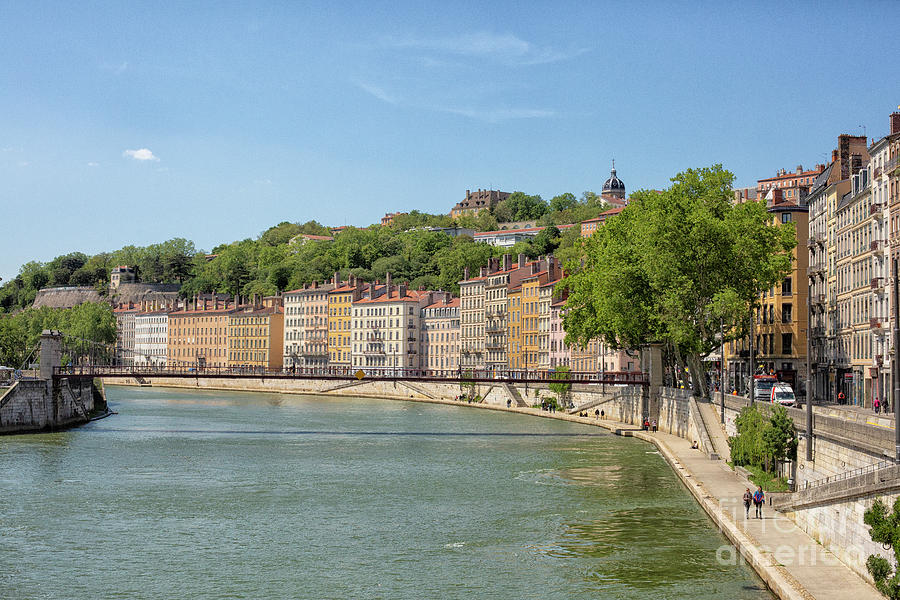 Saint Vincent pier and bridge on Saone, river in Lyon Photograph by Patricia Hofmeester